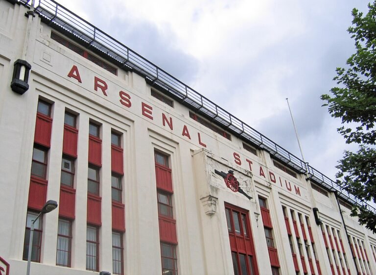 The East Stand façade at Arsenal’s former Highbury stadium
